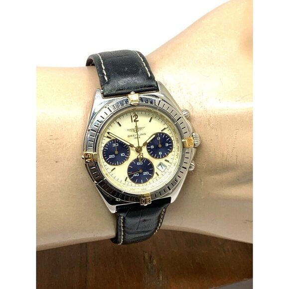 Breitling Unisex Watch B55046 Swiss Quartz Chronograph Black Leather Strap 36mm main image 10